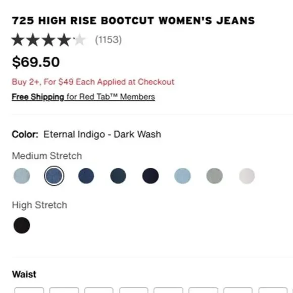 Levi’s 725 High Rise Bootcut Jeans 26 XS Dark Wash Stretch Y2K Flare - Picture 5 of 10